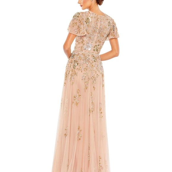 Mac Duggal 5717 NWOT EMBELLISHED BUTTERFLY SLEEVE HIGH NECK GOWN - Picture 3 of 9